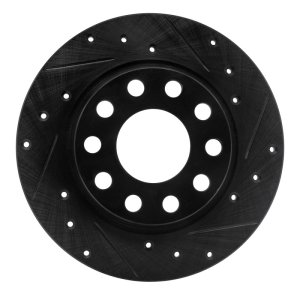 Volkswagen EuroVan Brake Rotor (1) - Front Right - R1 Concepts - Drilled & Slotted - Black - `01-`03